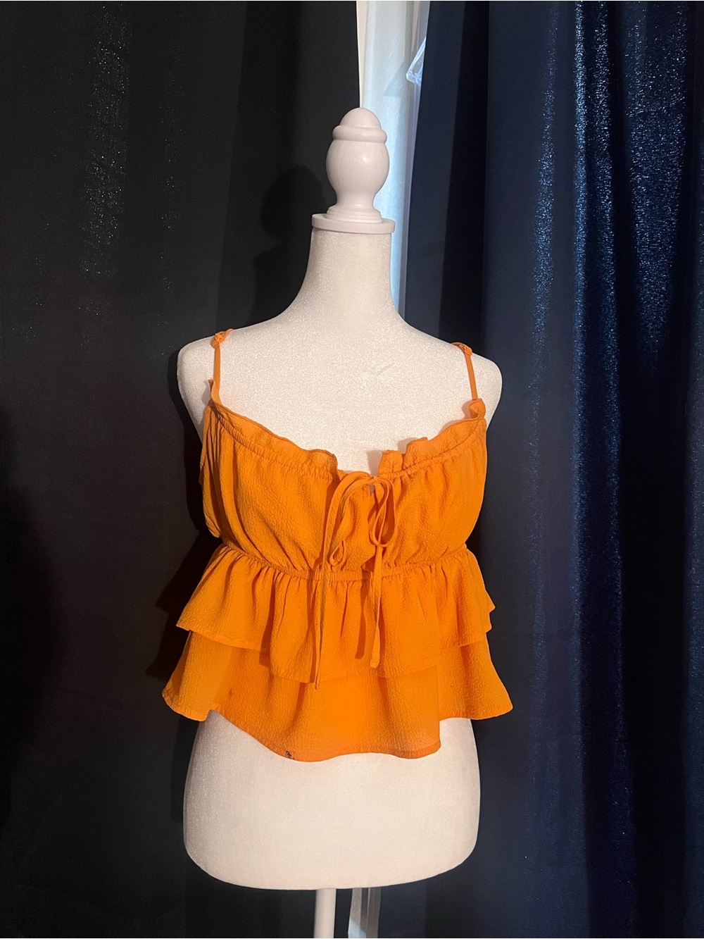 Wild Fable Orange Tiered Ruffle Cami Tank Top Size Medium
